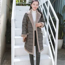 CBAFU случайные толстый хлопок женские зимние искусственного ягнят шерстяное пальто модная женская утепленная полушерстяные длинное пальто женский взлетно-посадочной полосы D132