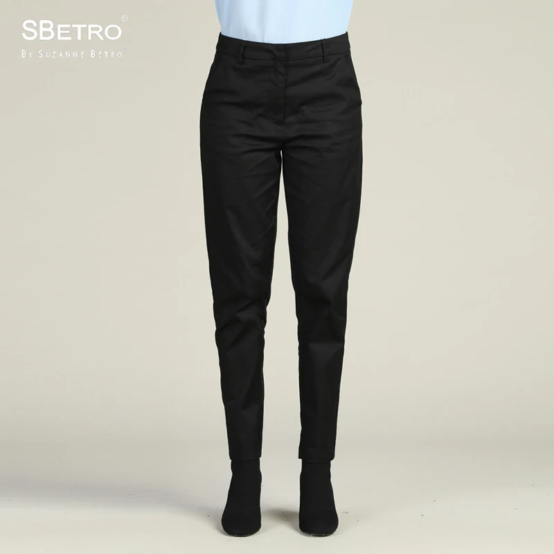 

SBetro Tapered Leg Pants Women Black Cotton Casual Slim Autumn Office Lady Basic Pants Trousers Plus Size XXXL
