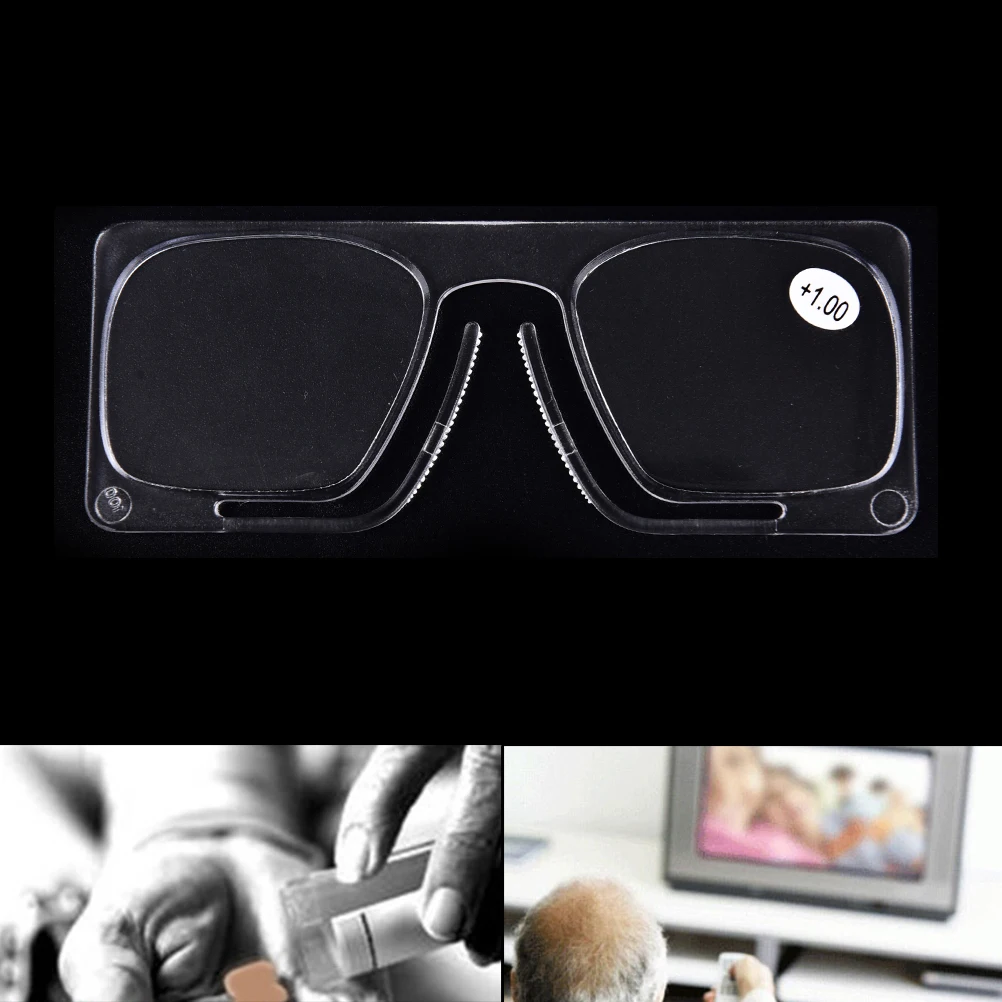 1pc high quality Plastic Transparent No Frame Clip On Reading Glasses Older Mirror Nose Clip