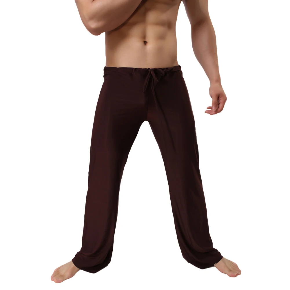 YJSFG HOUSE Брендовые мужские брюки для сна домашние брюки с низкой талией модные повседневные свободные льняные брюки длинные брюки мужские штаны для отдыха - Цвет: coffee