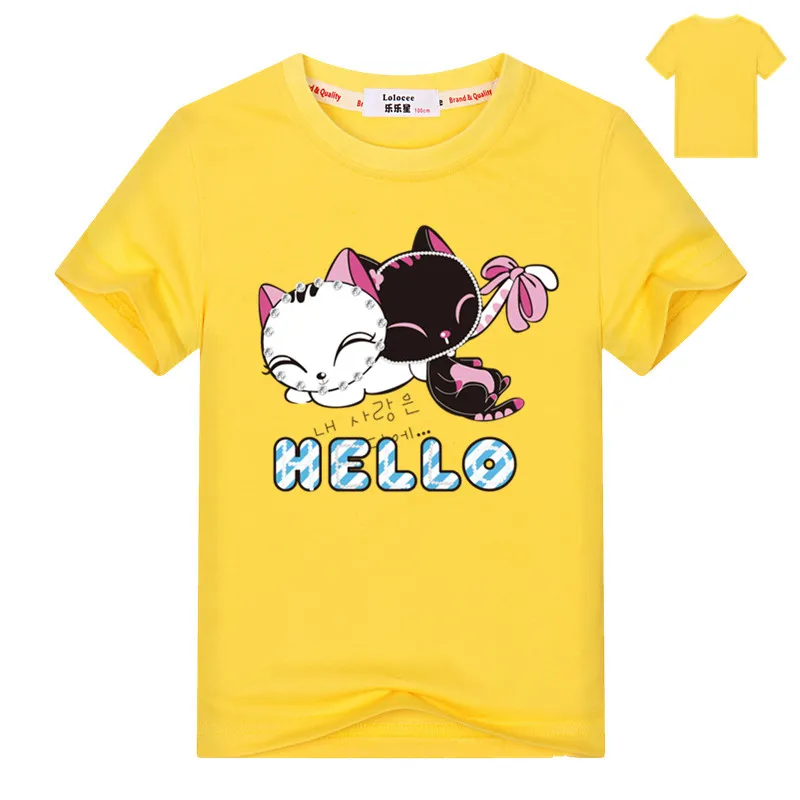 

Summer New Fashion Girls Casual O-Neck T Shirt Tops Carton Cute Cat Print Short Sleeve T shirts Brand Tops