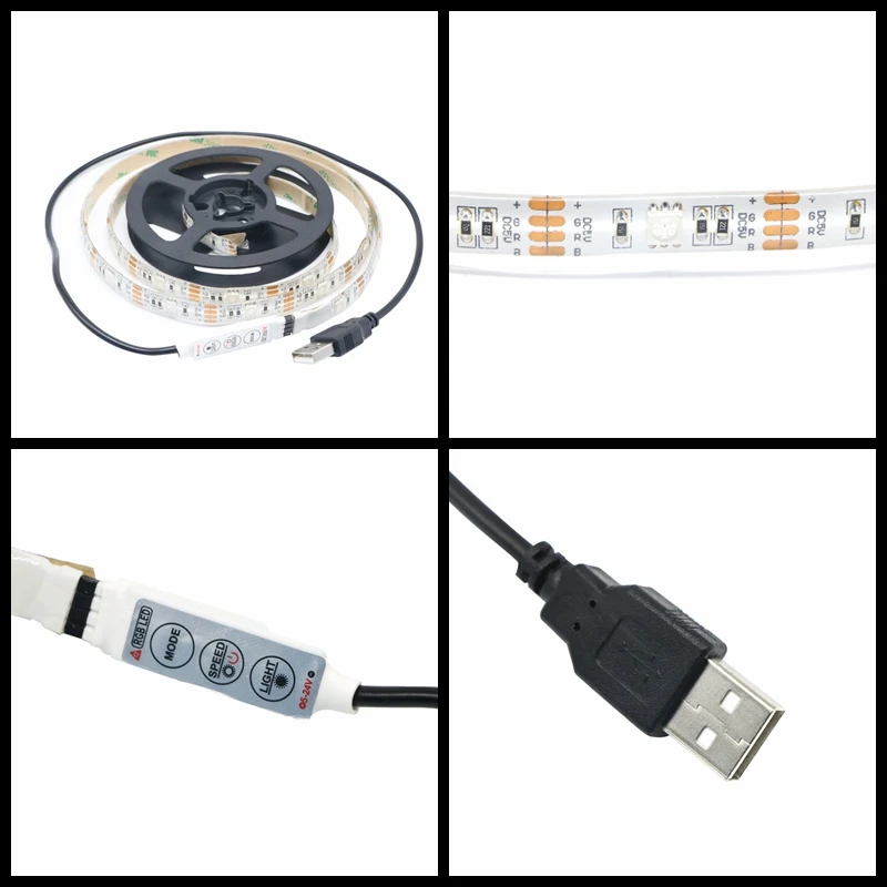 Водонепроницаемая DC 5V USB Светодиодная лента 5050 RGB Гибкая лампа ТВ фоновое