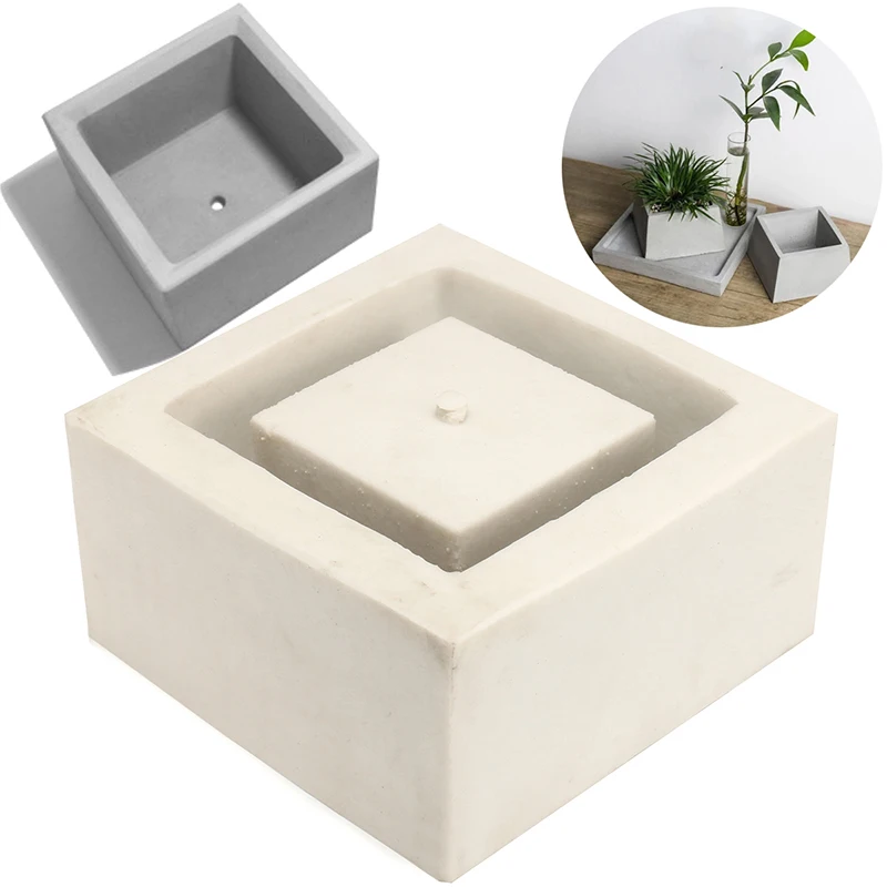 Round/Square Silicone Pot Mould for Succulent Plants Flowerpot Mould Concrete Cement Clay Pot Molds