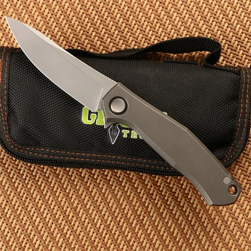 Green thorn poker Limited Edition D2 blade titanium alloy handle camping outdoor survival pocket knife practical knife EDC tool - Цвет: 01