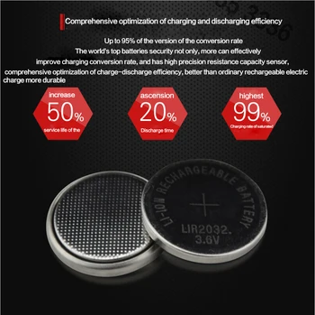

200PCSX LIR2032 3.6V button cell battery High quality NEW LIR2032 rechargeable battery can replace the CR2032 battery