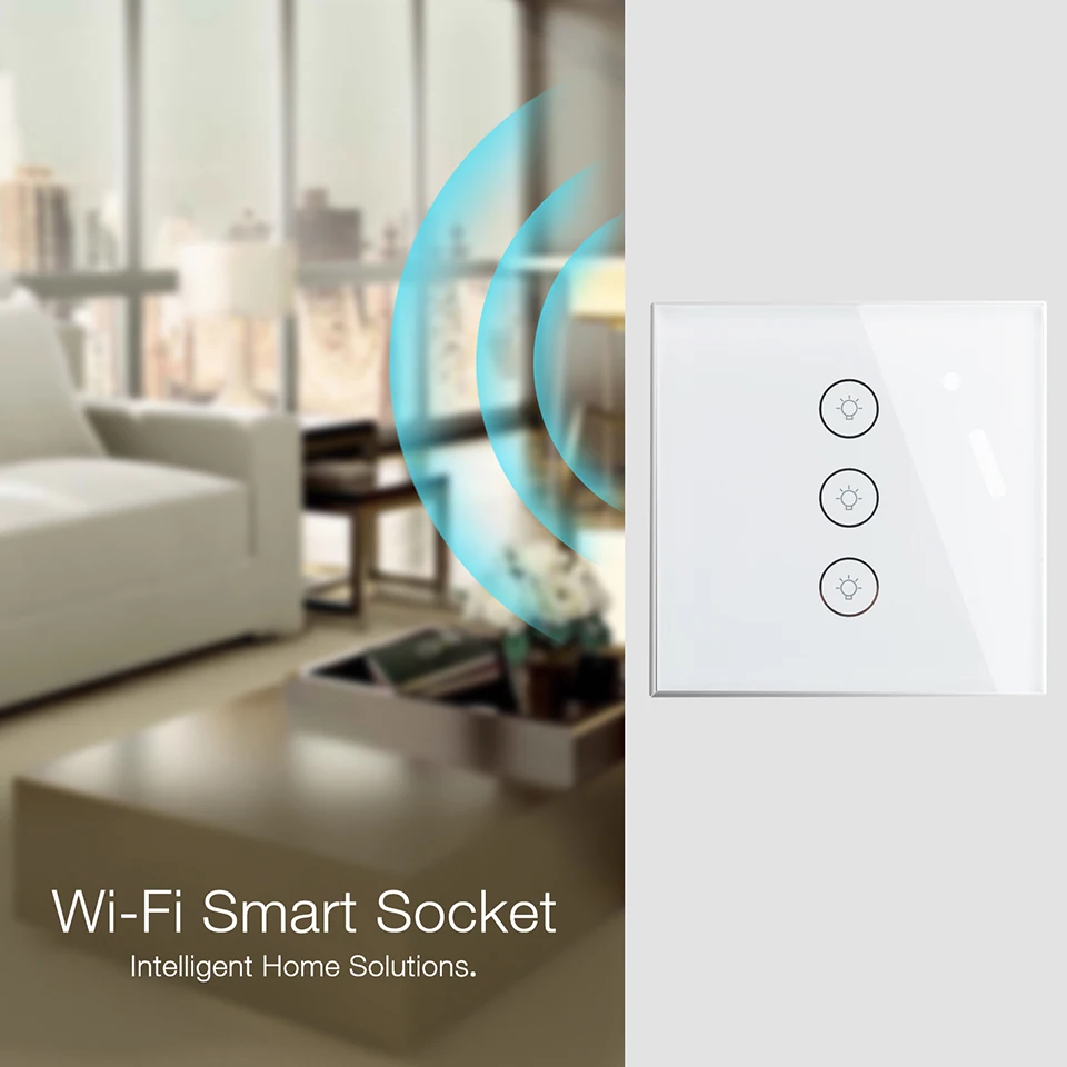 Wifi умный настенный выключатель США ЕС Великобритания Разъем питания мобильное приложение дистанционное управление работает с Amazon Alexa Google Home для умной жизни