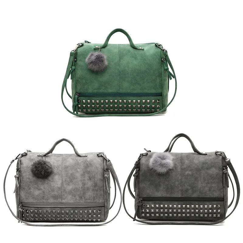 

Luxury Handbags Women Bags Designer Casual Shopping Banquet Frosted PU Bags Retro Rivet Shoulder Slung Motorcycle Bag