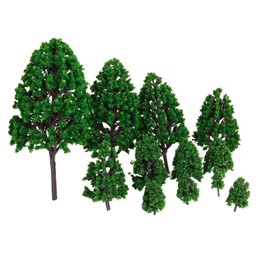 12 штук Зеленый Пластиковые модели деревьев поезда Железной Дороги парковый, садовый декоративный пейзаж пейзажа DIY 1/50 масштабные деревья игрушки