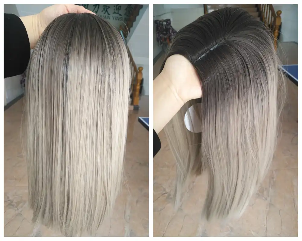 Hanne Ombre Linen Brown Blonde Pink Brown Synthetic Wigs Short