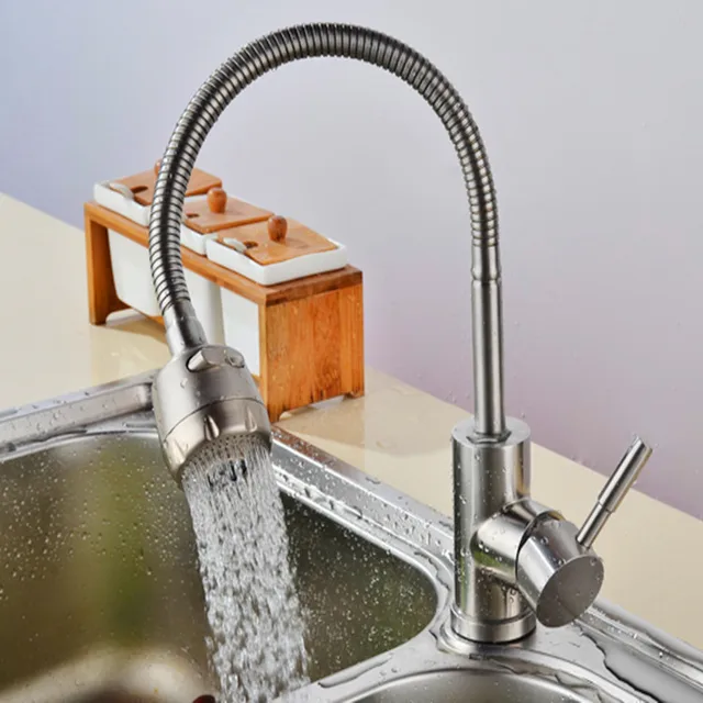 Best Offers 304 Stainless Steel 360 Degree Rotation Hot and Cold Kitchen Faucet Single Hole Single Kitchen Faucet YM-1