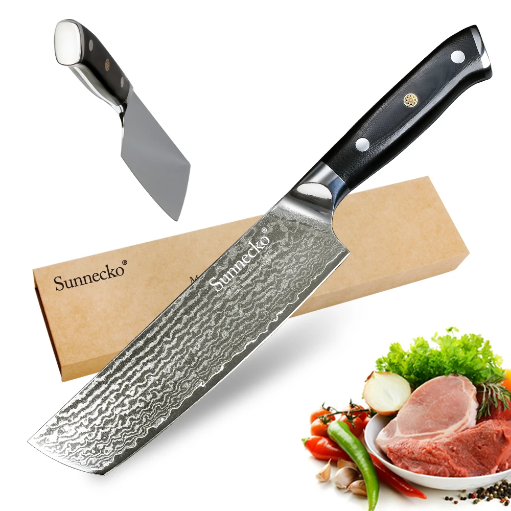 Sunnecko 7" inch Cleaver Chef Knife Kitchen Knives 73 Layers Japanese