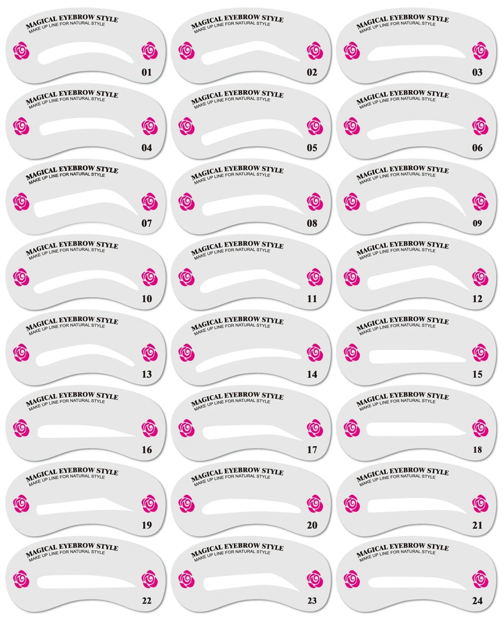 

24Pcs Eyebrow Make Up Stencils Set Eye Brow Drawing Guide Styling Shaping Grooming Reusable Template Card Makeup Tool