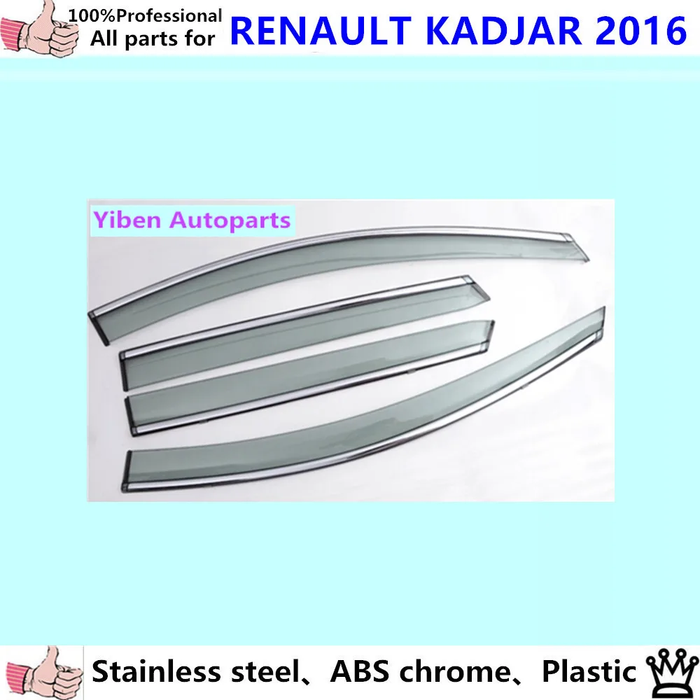 High Quality car body styling cover Stick lamp plastic Window glass Wind Visor Rain/Sun Guard Vent 4pcs for Renault Kadjar 2016 car-window-covers-for-sun