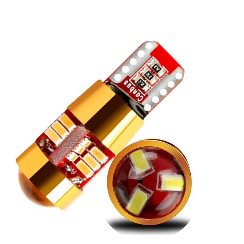 

10X 6 Colors T10 Canbus Lens Spot 168 192 W5W 27 SMD 3014 LED canbus no error Wedge Side Lggage Light Reading Bulb 12V To 24V