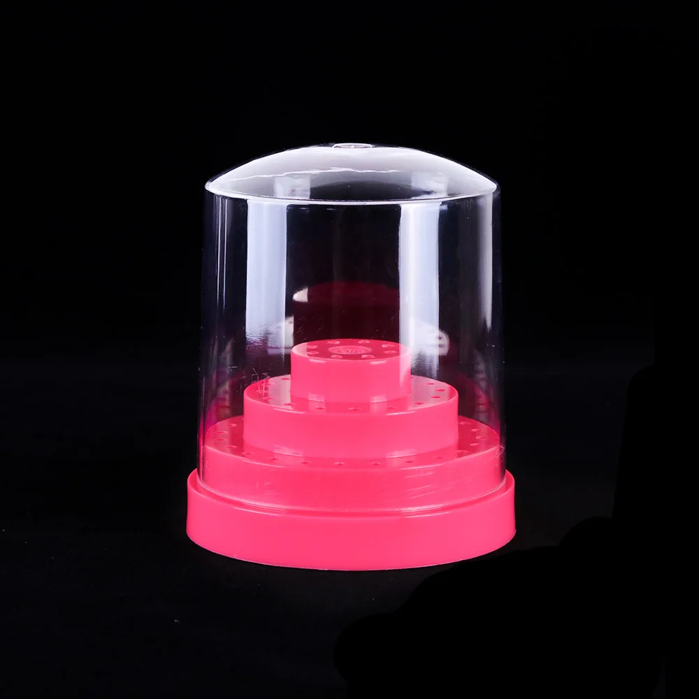 Красочное акриловое сверло-резак для ногтей коробка для хранения инструментов для дизайна ногтей дисплей 48 отверстий круглый держатель стенд контейнер для маникюрных принадлежностей JI734 - Цвет: Pink