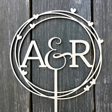 Романтический индивидуальные инициалы торт Топпер Love круг персонализированные имя украшение для свадебного торта подарок для свадебной вечеринки поставки