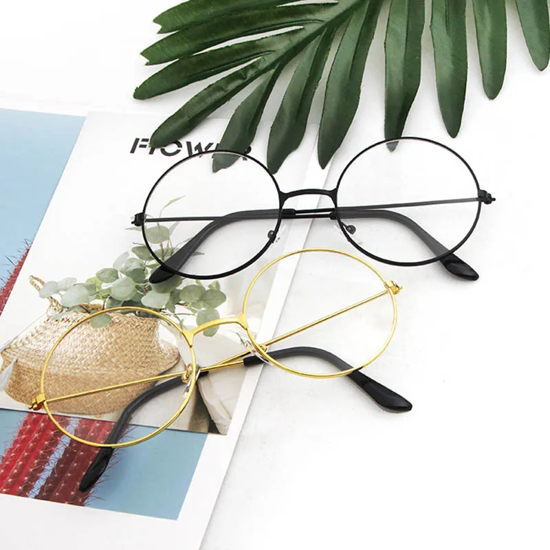 

Round Plain Clear Glasses Women Eyewear Frames Ultra Light Metal Decoration Transparent Prescription Optical Spectacle Frames BH