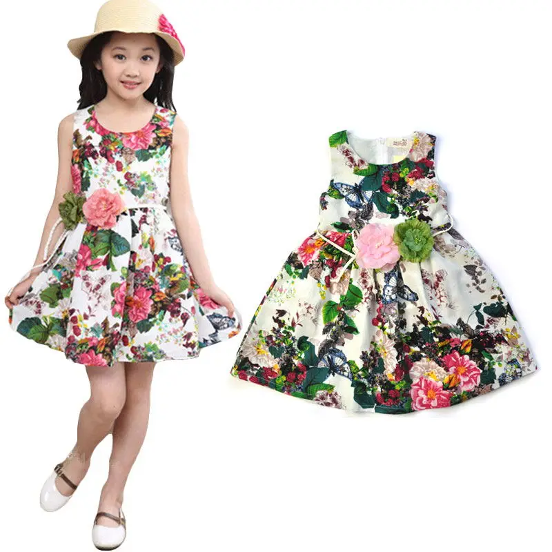 

Kids clothing summer dresses for girls summer style girl dress floral print cotton birthday party sundress baby children clothes