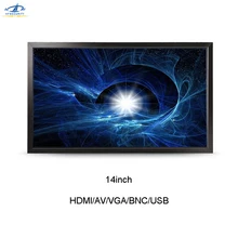 Hfбезопасности 14 дюймов 1280*800 P lcd CCTV монитор металлический чехол для мониторов BNC AV экран HDMI VGA PAL NTSC дисплей USB PC ноутбук