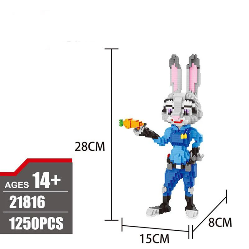 Животное с зоотопии строительные блоки Лис Ник кролик Judy Assembling Модель Сборка игрушки Детские игрушки Подарки совместимые падение - Цвет: 21816