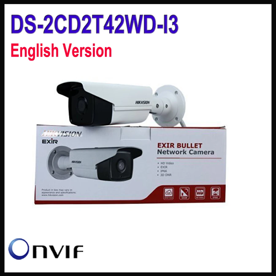 English version Hikvision DS-2CD2T42WD-I3 4MP EXIR Network Bullet IP security Camera POE, 120dB WDR, 30m IR H.264+