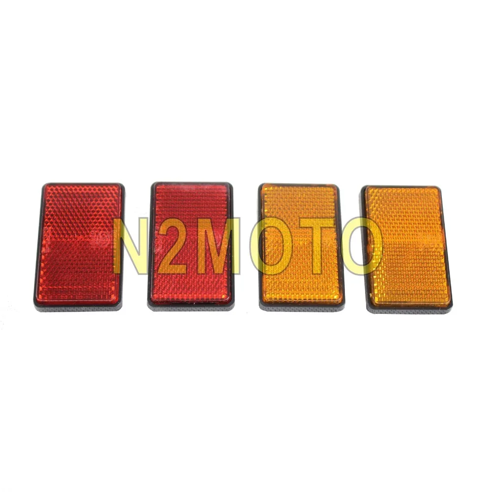 

2PCS Red Amber Motorcycle Rectangle Bolt-On Reflector Warning Safety Reflectors Plate Universal 7cm * 4cm
