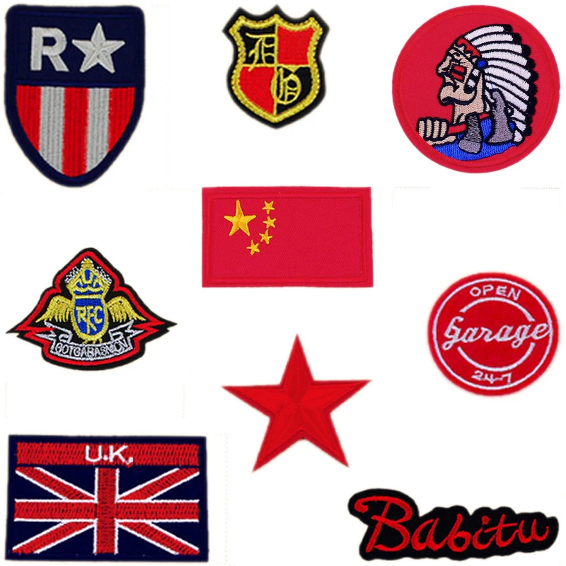 10pcs New Embroidery Red Badge Cloth Decoration Accessories Adhesive ironing Repair Down Jacket