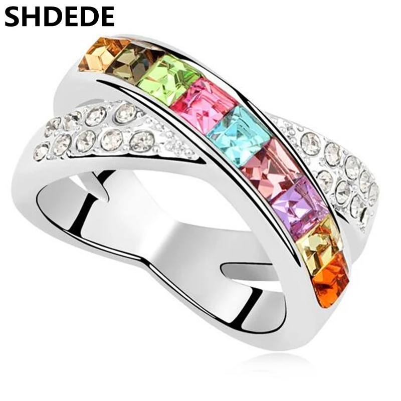 Muye Cristal Argent Sterling 925 Zircone Cubique Couronne Bague Pour Femmes Mariage Bijoux Taille 8