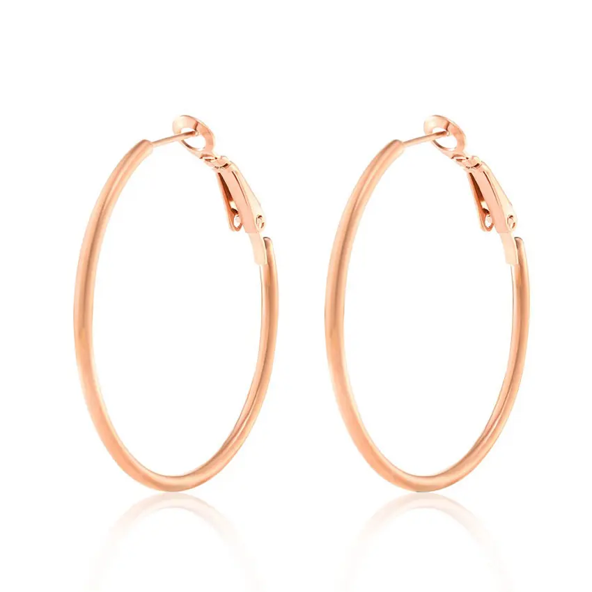 

OUFEI Earrings Circle Korean Fashion Jewelry Stainless Steel Big Hoop Earrings For Women Jewelry Rose Gold Earrings Jewellery