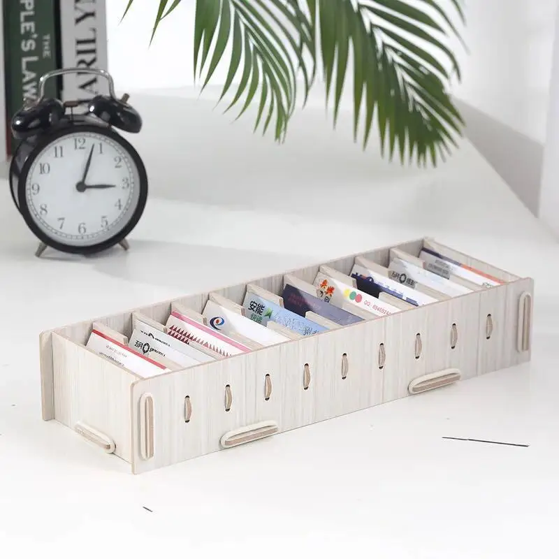 Card Box Large Capacity Business Card Box Business Card Shelf Classific Card Stock Business Card Organizer Credit Card Organizer - Цвет: Белый