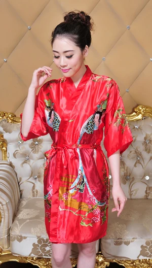 Модный бренд, женский халат, китайский стиль, ручная работа, окрашенный кафтан, халат с поясом, Пери, один размер, банный Халат - Цвет: red