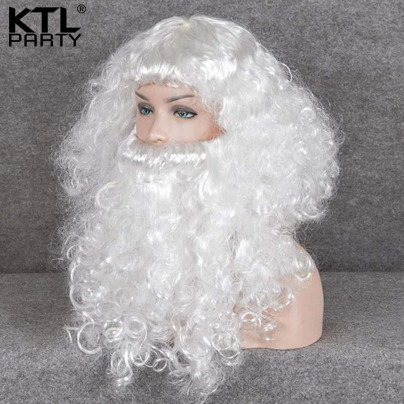 KTLPARTY 65 см Рождество Санта Клаус длинная белая борода набор париков головной убор шляпа Косплей