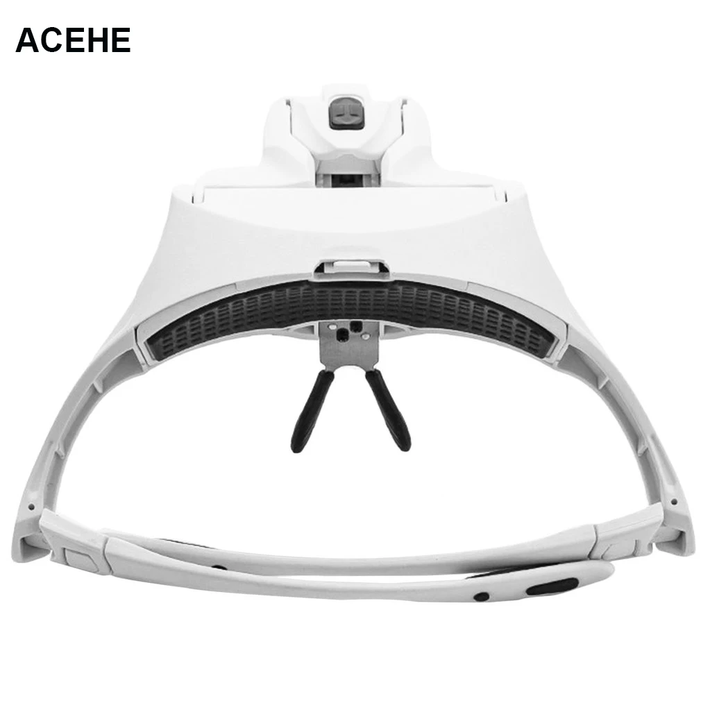 

ACEHE Portable HeadWear Magnifying Glass Lens Eyeglass Interchangeable Mount Bracket Magnifier with 2 LED Lights 5 Lenses