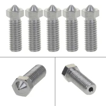 

5Pcs 3D Printer Parts All Metal Volcano Stainless Steel Nozzles For 3D Printer 0.4mm For 1.75mm Extra Lengthen M6 Nozzles-#