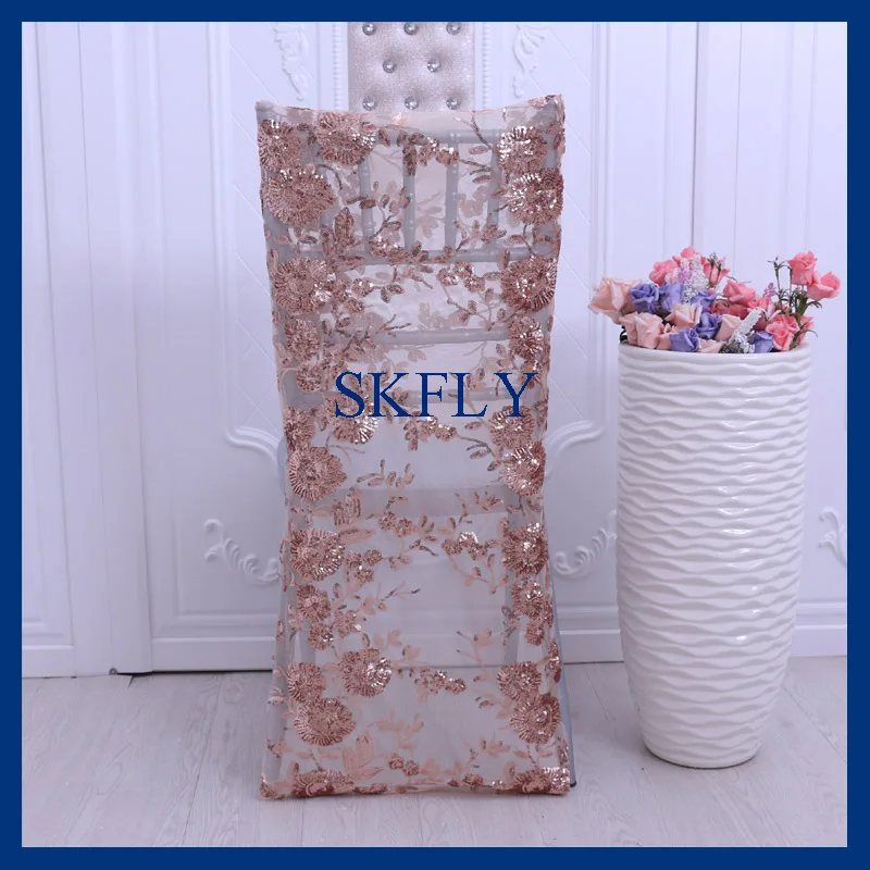 

CH004ME free shipping nice standard chiavari emboridered matte champagne sequin lace chair cover