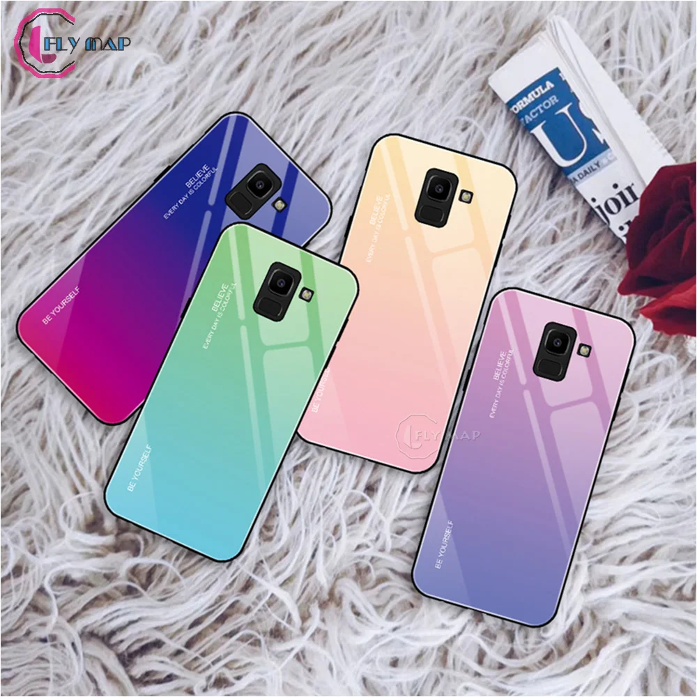 

Gradient Aurora for Samsung Galaxy J6 2018 6J J600 J600F Tempered Glass Back Case SM-J600F SM-J600F/DS SM-J600FN Colorful Cover