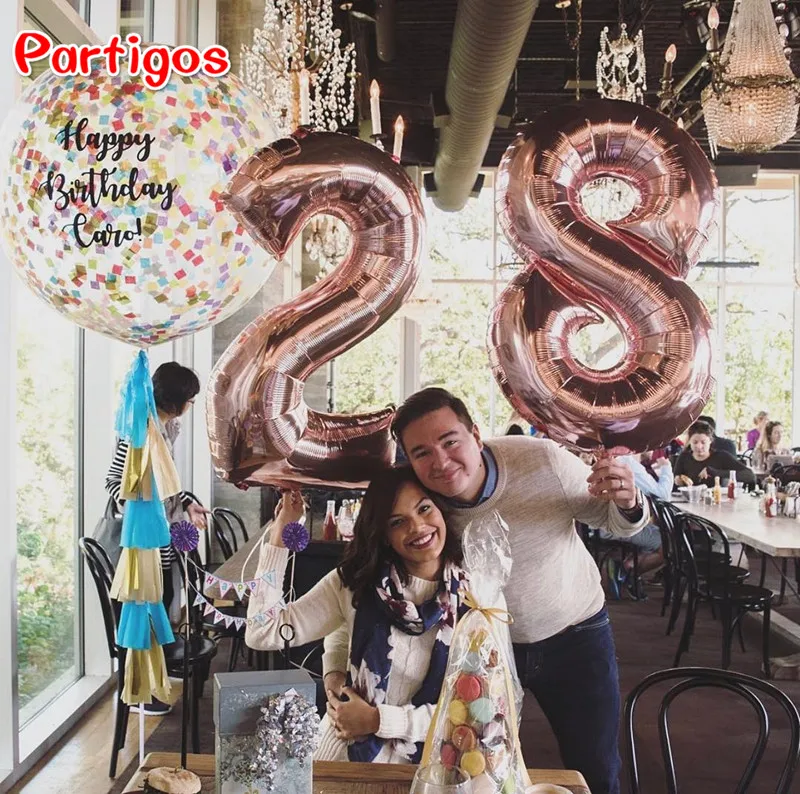 

40inch Rose Gold Foil Number balloons 0-9 Digit Helium Globos Happy New Year Wedding Birthday party Number Balaos Decoration