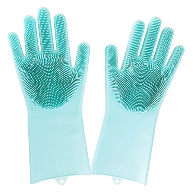 Best Price 1 set Creative Magic Silicone Dish Washing Cleaning Gloves Heat Resistant Cooking Baking BBQ Oven Kitchen Scrubber Accessories