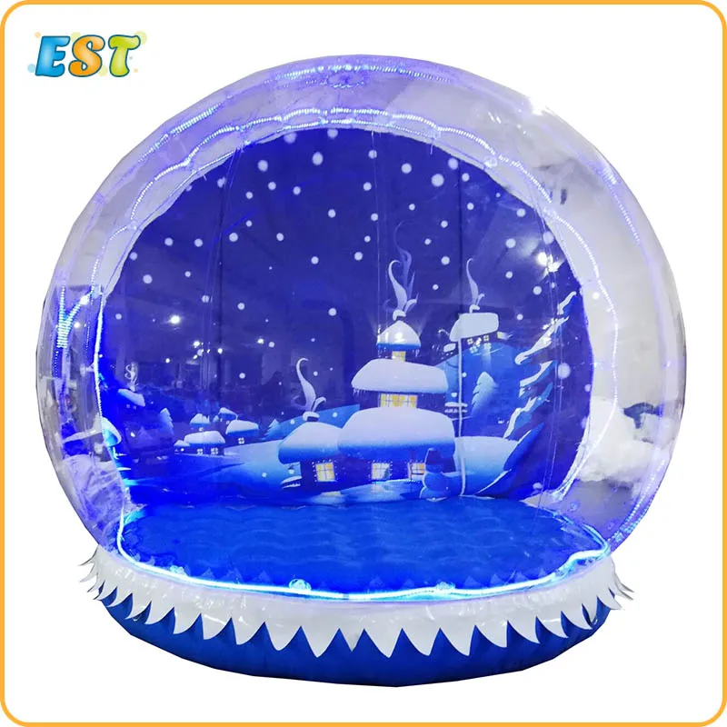 

Customized 4m Diameter LED Light Inflatable Snow Globe With Christmas Backdrop
