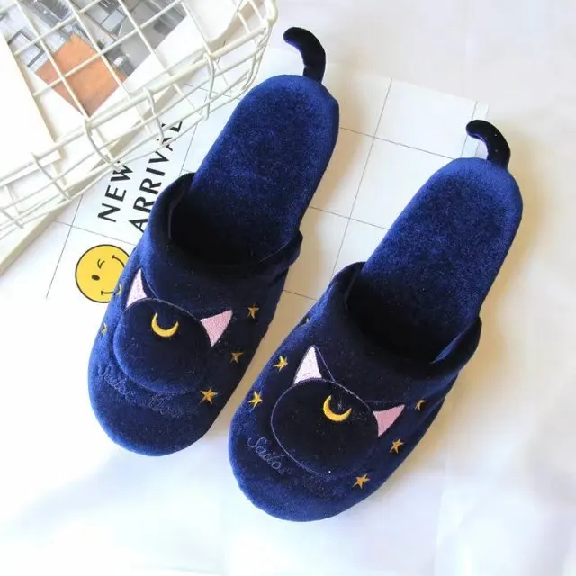 Аниме карточка captor sakura sailor moon плюшевые luna cat косметичка для макияжа сумка костюм - Цвет: blue slipper