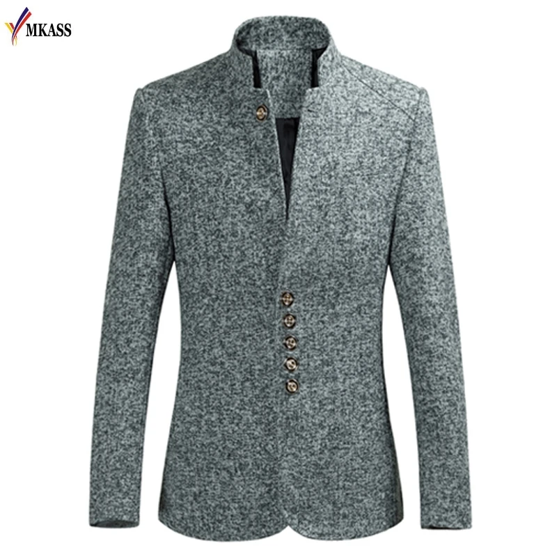 

Pure color long-sleeved collar single-row buttons in spring and autumn of 2019 popular new leisure suit men's jacket M-6XL