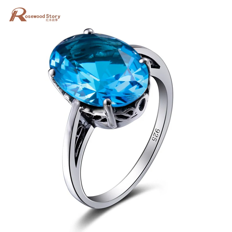 

Wholesale Luxury Moonlight Blue Engagement Ring Genuine 925 Sterling Silver Top Quality Women Wedding Amazing Rings Vintage Gift
