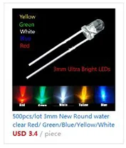 1000 шт./лот 5 мм светодиодный Диод 3 в комплект светильник теплый белый зеленый красный синий желтый оранжевый фиолетовый
