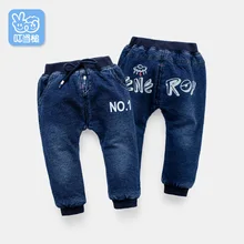 Dinstry/детские брюки; зимние хлопковые утепленные джинсы для мальчиков; три слоя хлопка; детские брюки с высокой талией