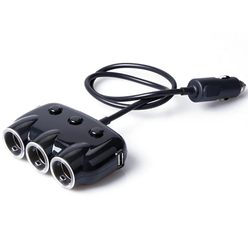 Порт адаптер Автомобильное зарядное устройство разветвитель прикуривателя разъем питания 3 Way 2 USB 3.1A