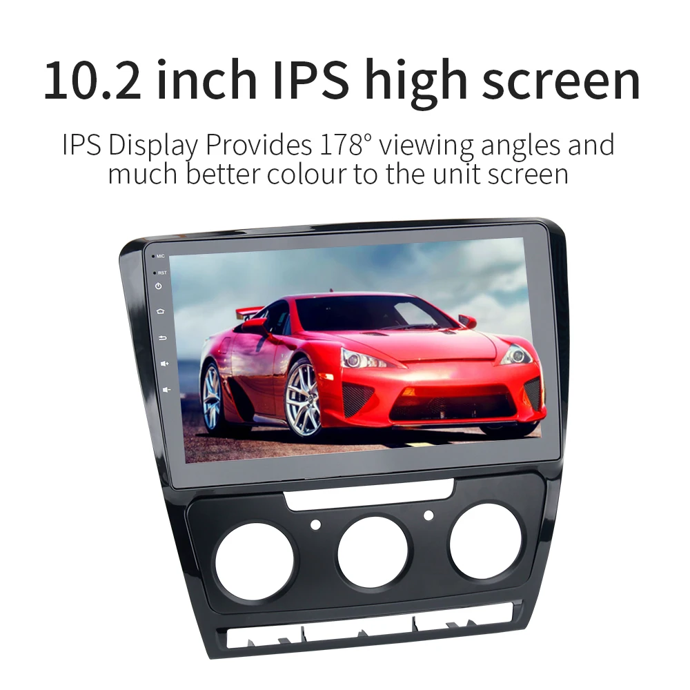 Cheap Android 9.0 1Din Car Radio for Skoda Octavia DVD Player 2007 2008 2009 2010 2011 2012 2013 2014 with 10.2" IPS Touch Screen WIFI 2