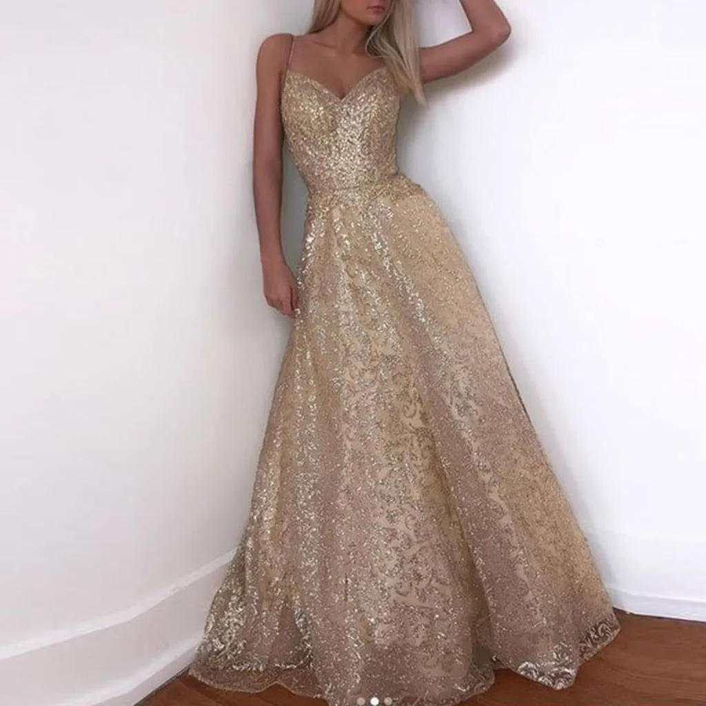 Summer Maxi Dress 2019 Women Sexy Sleeveless Long Dress Sequin Party Dresses Woman Party Night Elegant Dress
