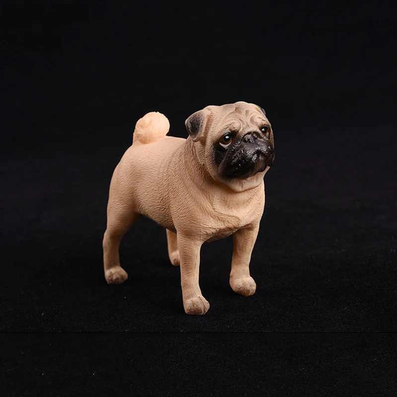 

New Style 8CM White Pug Dog Models Standing Position Action Figure Kids Educational Cheap Toy Gift Collection Brinquedos