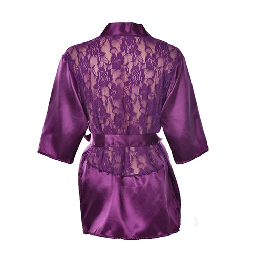 Plus Size Lingerie Set Women Pajamas Bath Robe Gown Sexy Lace Ladies Women Sleepwear Satin Nightwear Femme Bathrobe Bata Mujer