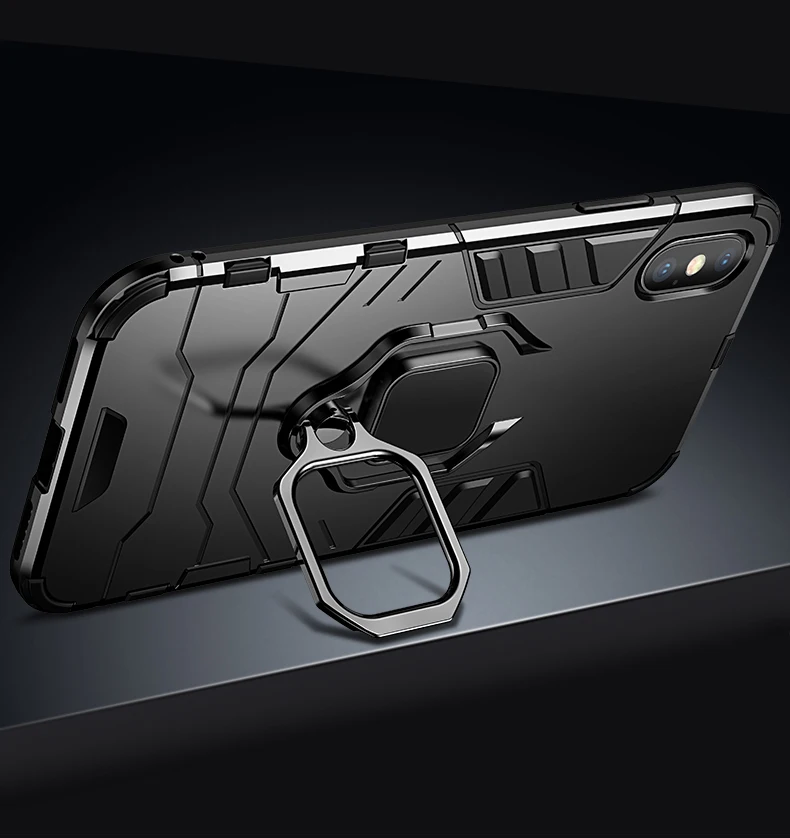 Luxury Armor Shockproof  Kickstand Phone Case For iPhone XS MAX XR XS X 8 7 6S Plus 5S SE Ring Stand Holder Bracket  Cover Funda (12)